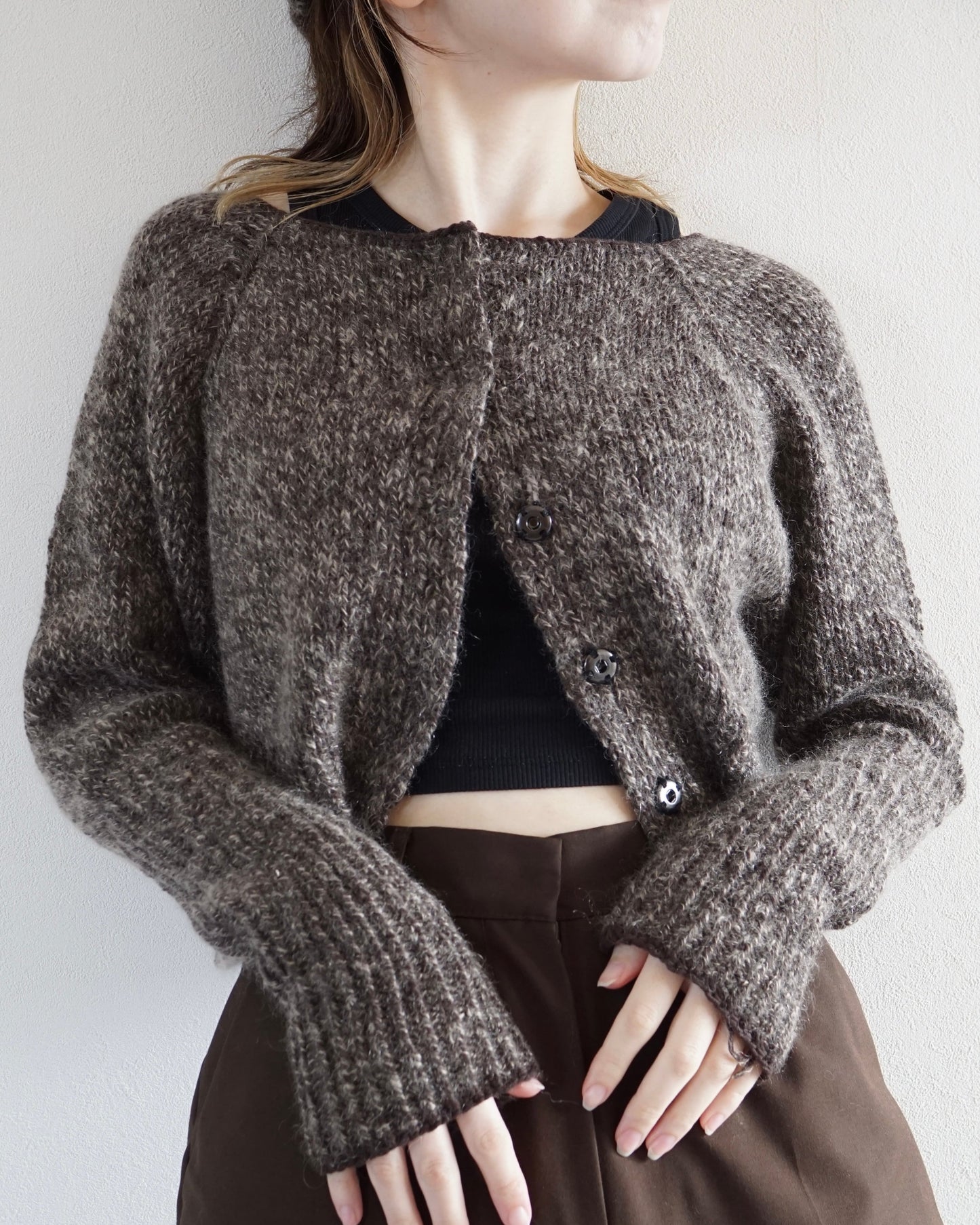 Long Rib Sleeve Raglan Cardigan