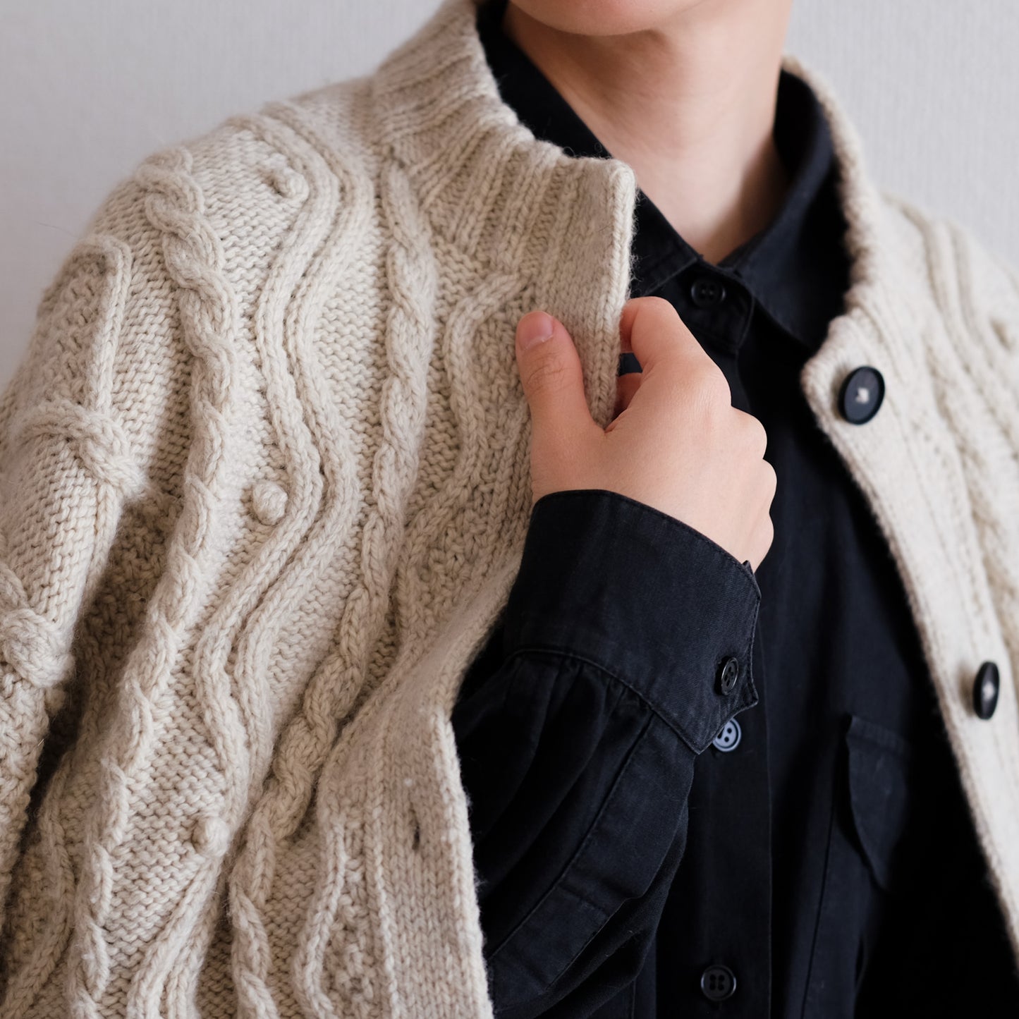 Diamond aran cardigan